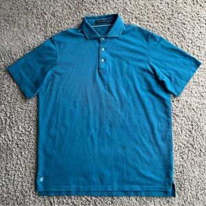 Greyson Men's Large Blue Green Short Sleeve Polo Shirt Preppy Golf Casual Logo